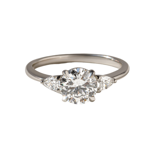 Vivian Trilogy Lab Grown Round And Pear Engagement Ring - 1.22ct