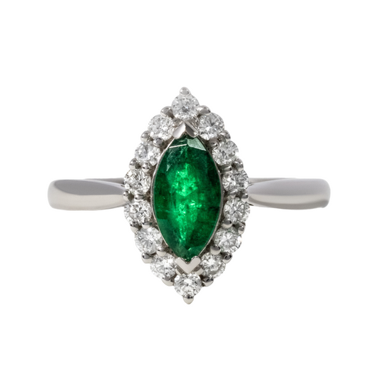 Marquise Emerald Halo 0.88ct