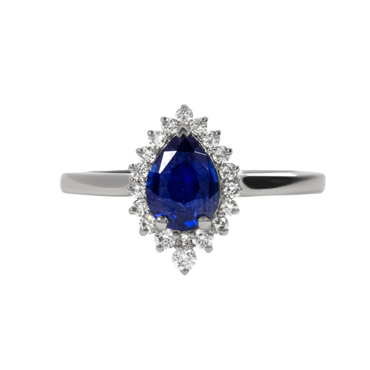 Sapphire Pear Cluster Engagement Ring - 1.00ct