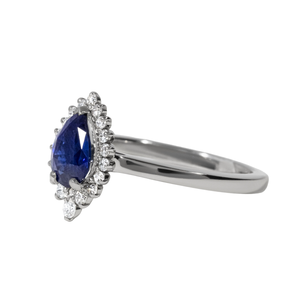 Sapphire Pear Cluster Engagement Ring - 1.00ct