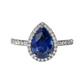 Sapphire Pear Halo Engagement Ring - 2.59ct