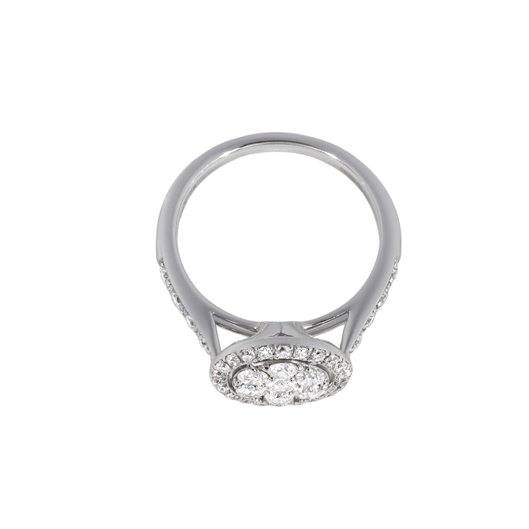 Round Cluster Illusion Set Halo Diamond Band Engagement Ring