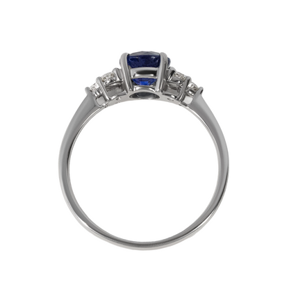 Round Sapphire Trilogy Engagement Ring