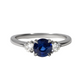 Round Blue Sapphire Trilogy Engagement Ring - 0.99ct