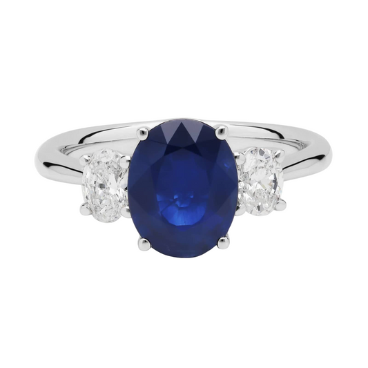 Sapphire and Diamond Three Stone Ring