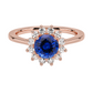 Sapphire Sunburst Halo Diamond Ring