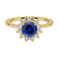 Sapphire Sunburst Halo Diamond Ring