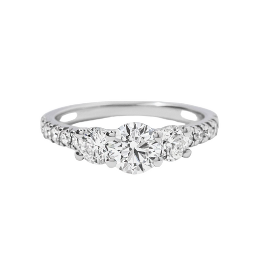 0.74 Carat Round Diamond Trilogy Engagement Ring