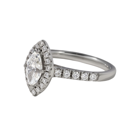 0.70 Ct Diamond Marquise Maya Petite Halo Engagement Ring