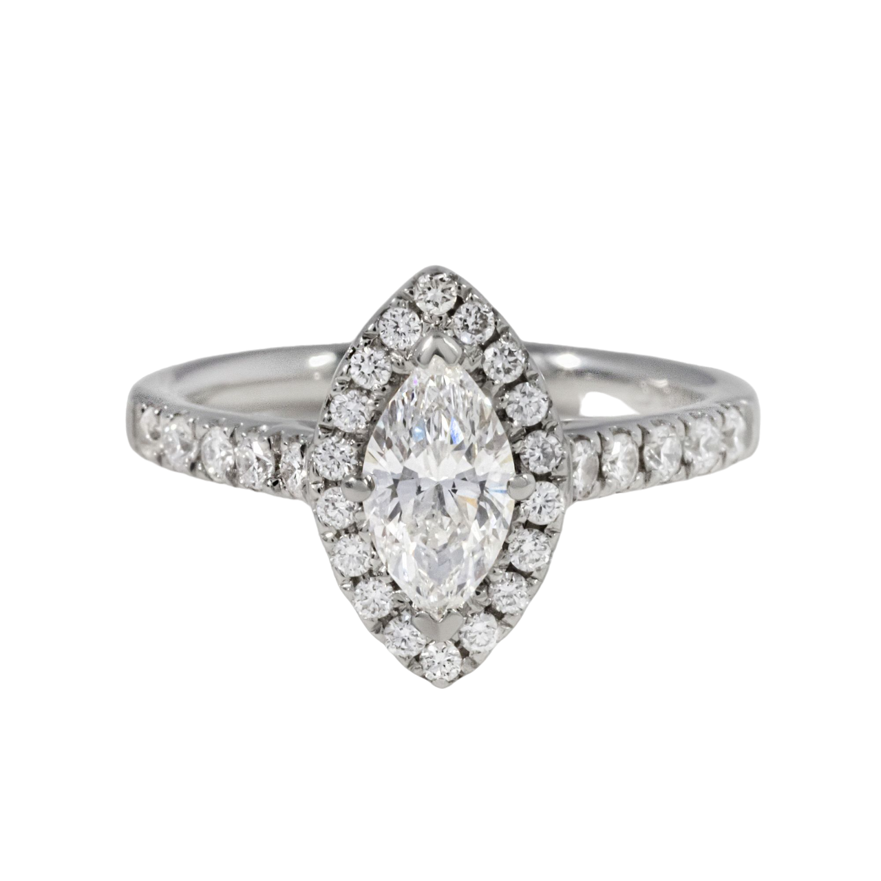 0.70 Ct Diamond Marquise Maya Petite Halo Engagement Ring