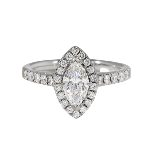 0.70 Ct Diamond Marquise Maya Petite Halo Engagement Ring