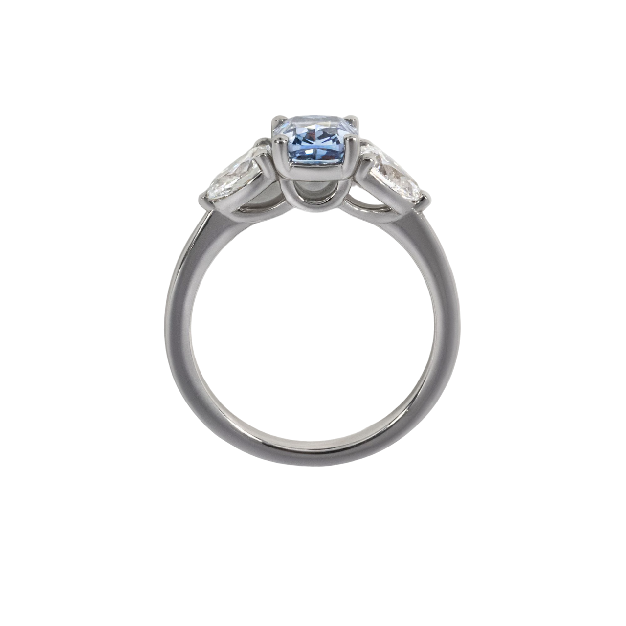 Lab Grown Cushion Vivian Trilogy Engagement Ring- 1.00ct