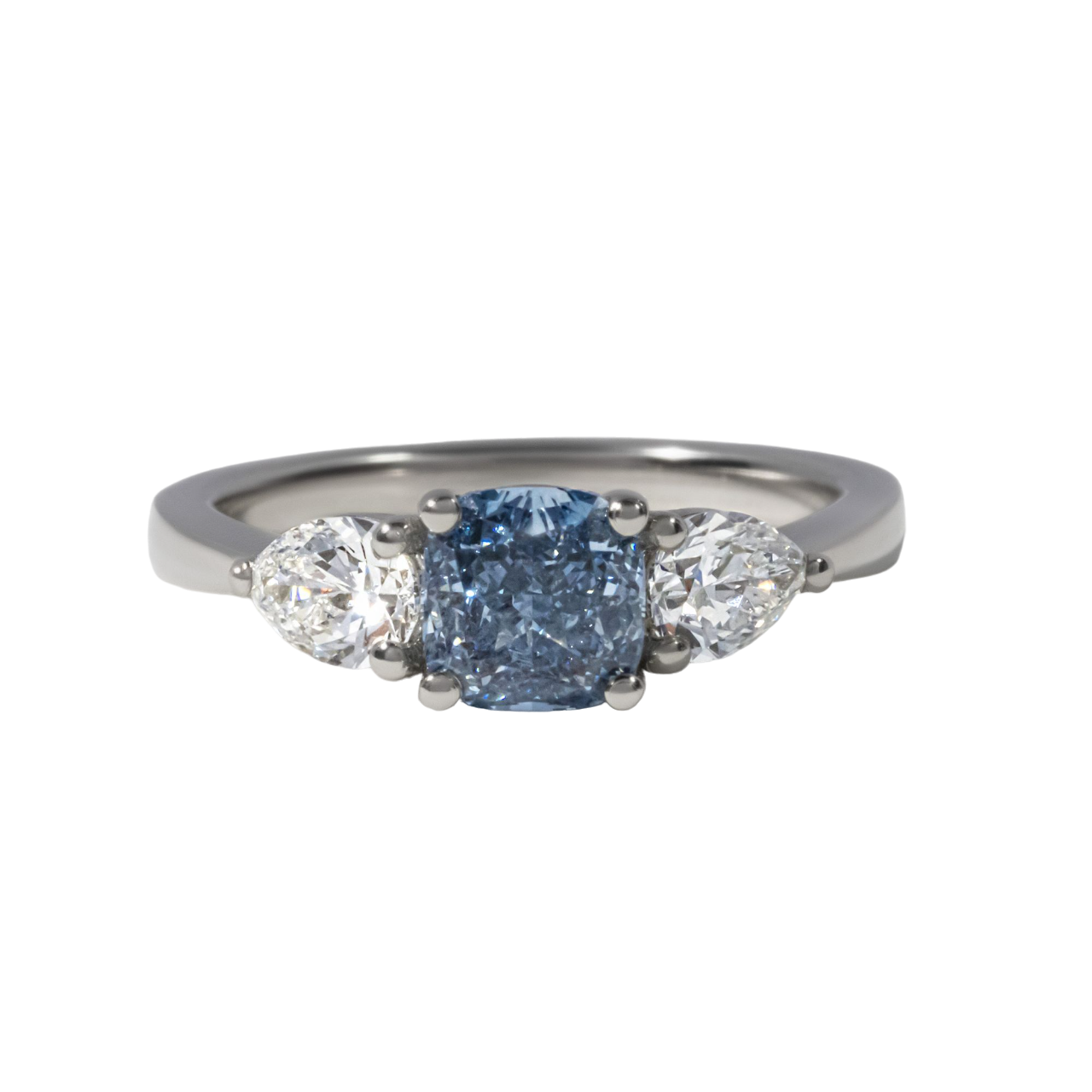 Lab Grown Cushion Vivian Trilogy Engagement Ring- 1.00ct