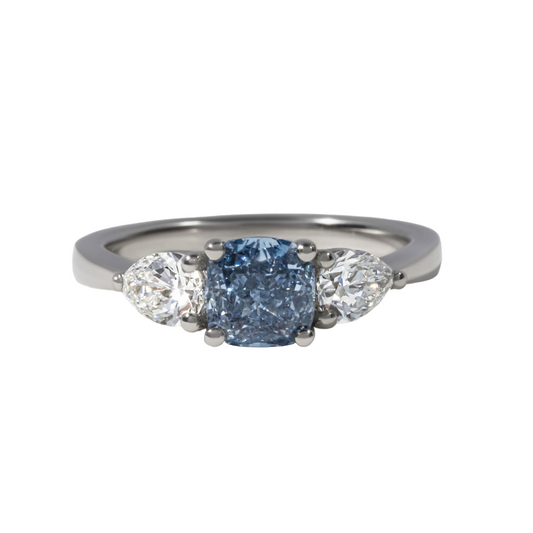 Lab Grown Cushion Vivian Trilogy Engagement Ring- 1.00ct