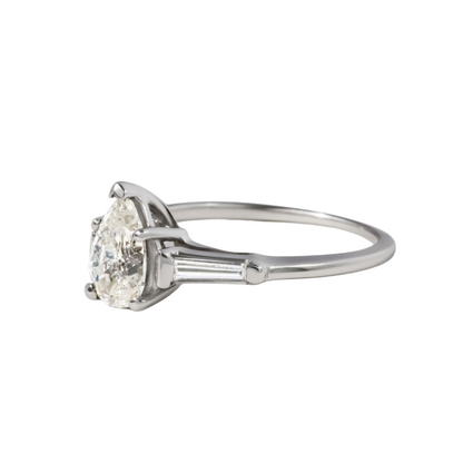 0.80ct Diamond Pear Baguette Trilogy Engagement Ring