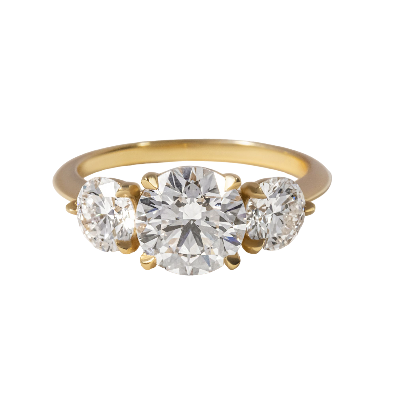 Trinity Yellow Gold Engagement Ring Round Lab Diamond - 1.70ct