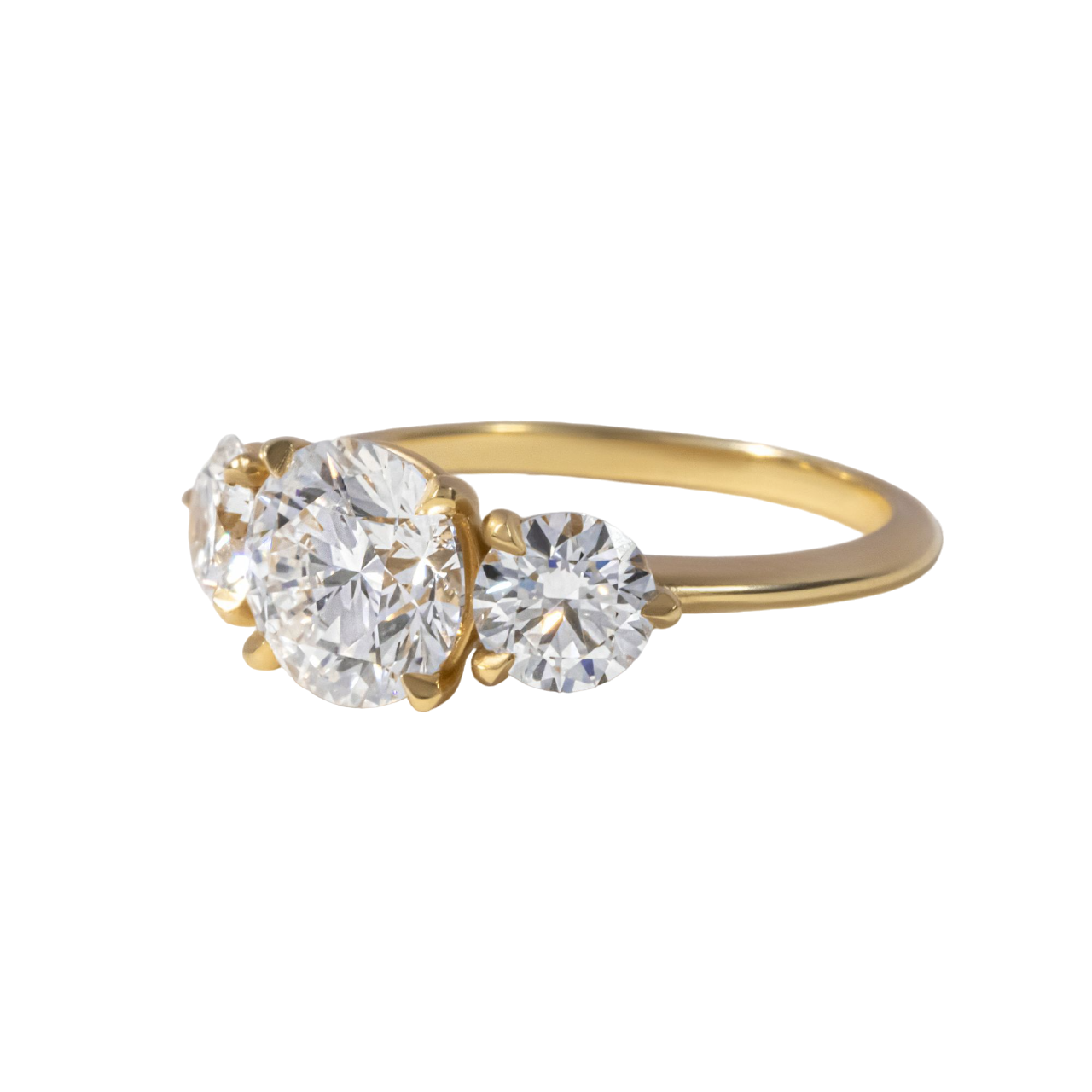 Trinity Yellow Gold Engagement Ring Round Lab Diamond - 1.70ct