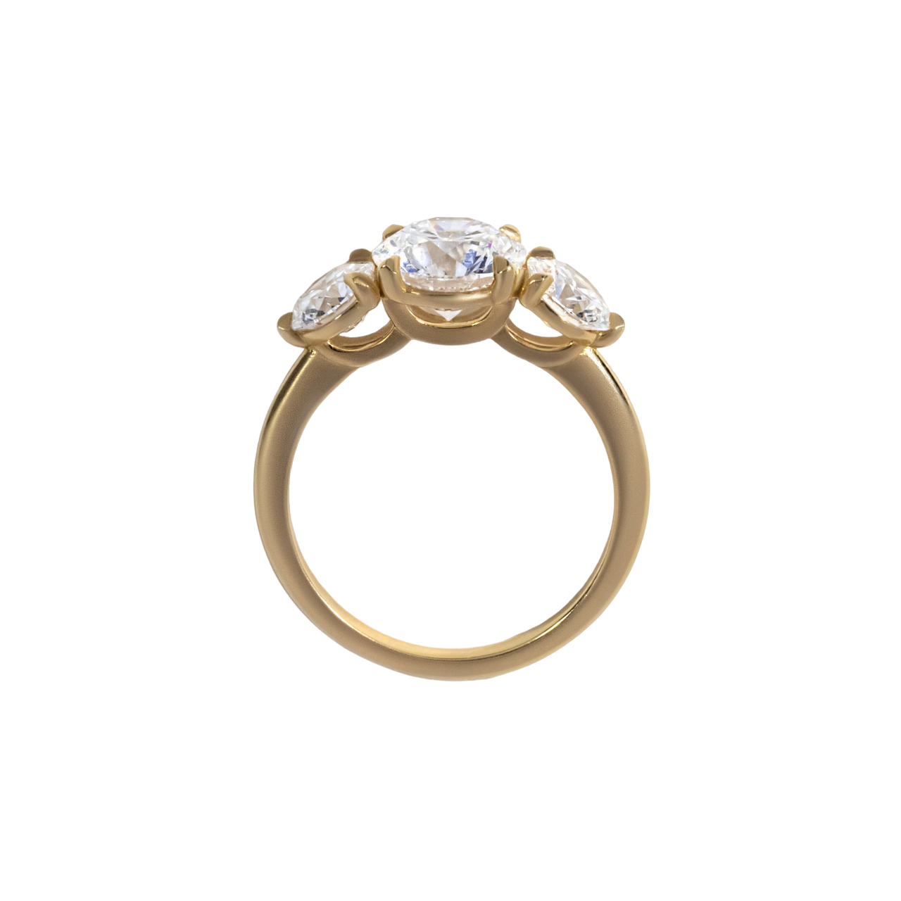 Trinity Yellow Gold Engagement Ring Round Lab Diamond - 1.70ct