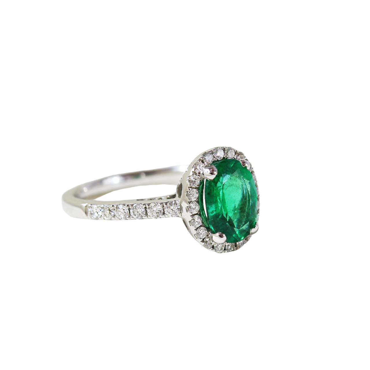 Oval Emerald Halo Engagement Ring 1.00ct