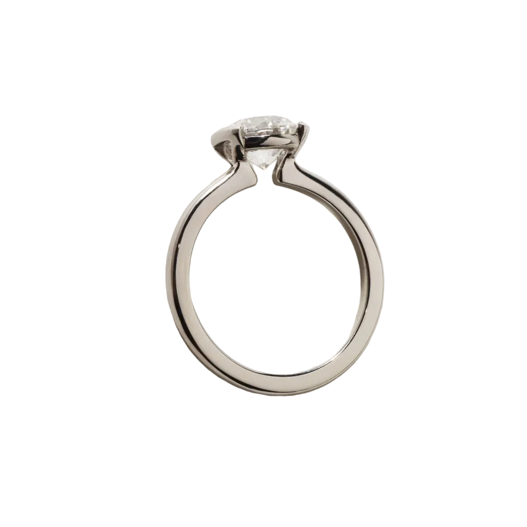 Avian Platinum Semi Bezel Set Solitaire Engagement Ring Round Lab Diamond - 1.53ct
