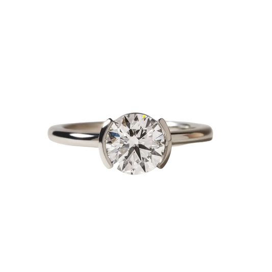 Avian Platinum Semi Bezel Set Solitaire Engagement Ring Round Lab Diamond - 1.53ct