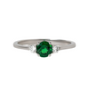 0.80 Carat Round Green Emerald And Diamond Three Stone Engagement Ring