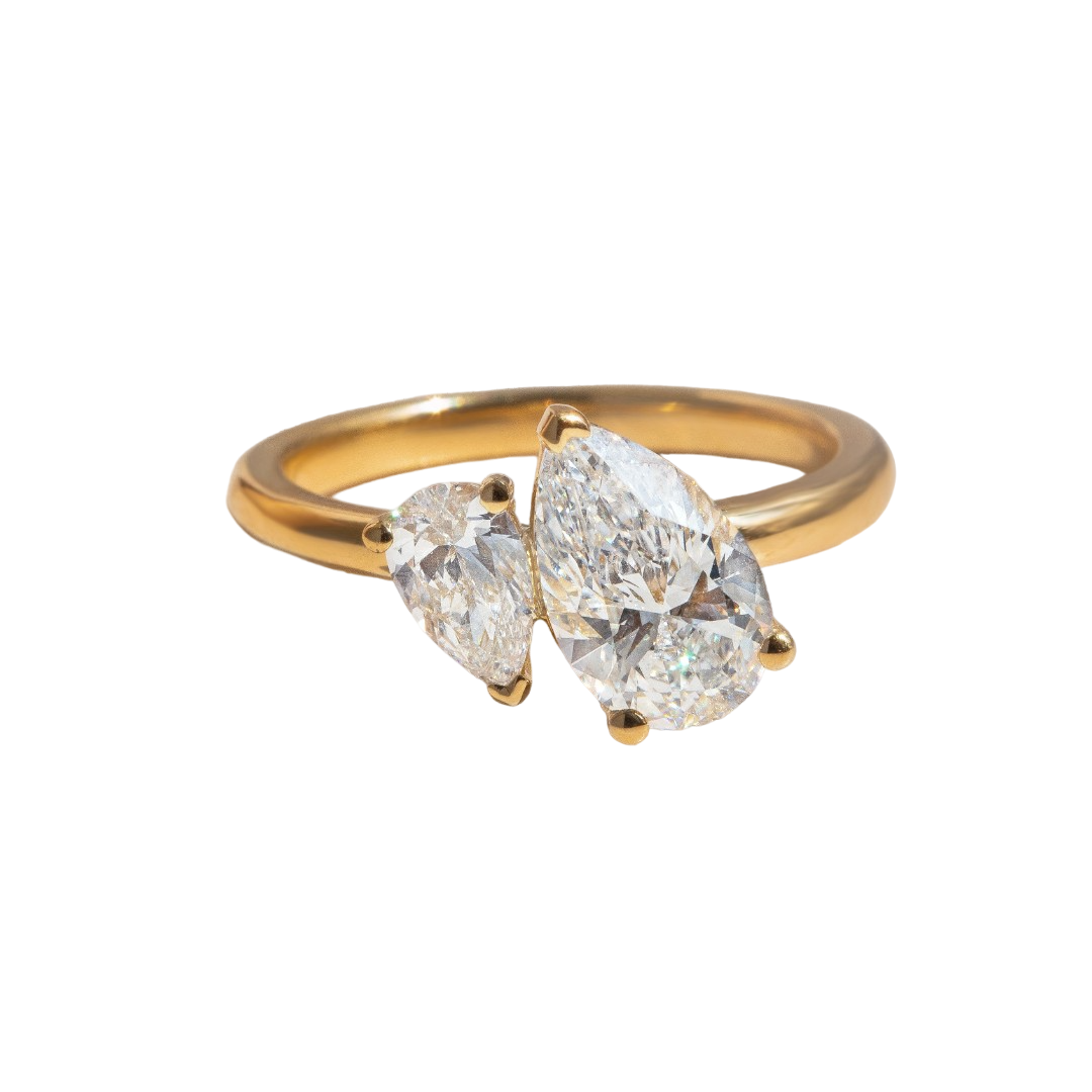Yellow Gold Toi Et Moi Pear And Pear Engagement Ring