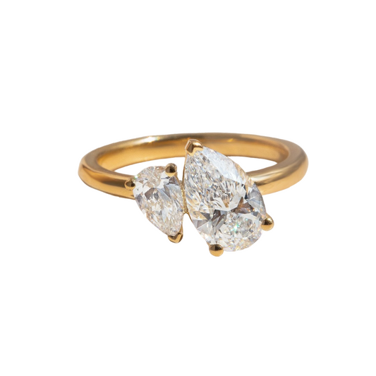 Yellow Gold Toi Et Moi Pear And Pear Engagement Ring