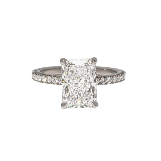 1.94 Carat Lab Grown Radiant Cut Diamond Sadie Hidden Halo Engagement Ring