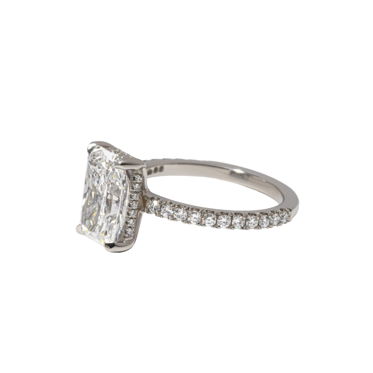 1.94 Carat Lab Grown Radiant Cut Diamond Sadie Hidden Halo Engagement Ring