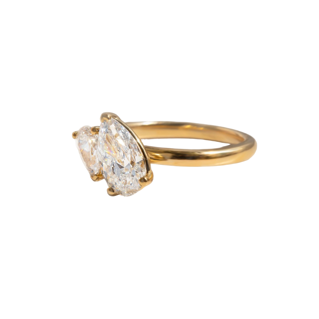 Yellow Gold Toi Et Moi Pear And Pear Engagement Ring