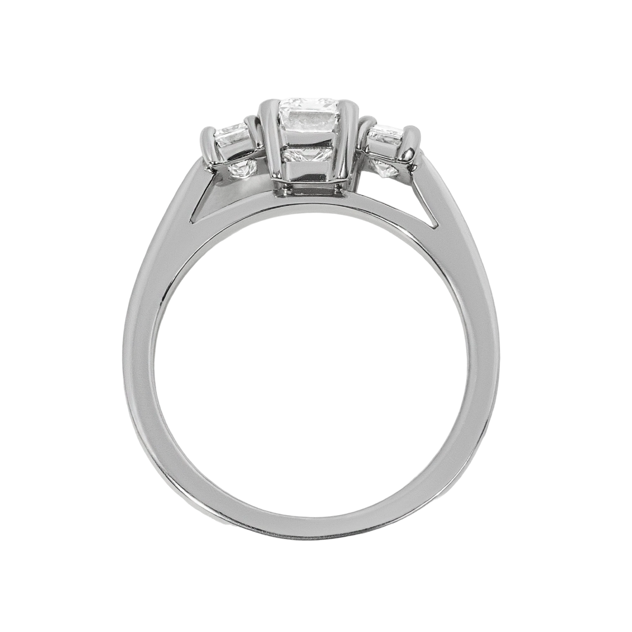 Emerald Lab Grown Diamond Trilogy Engagement Ring- 0.87ct