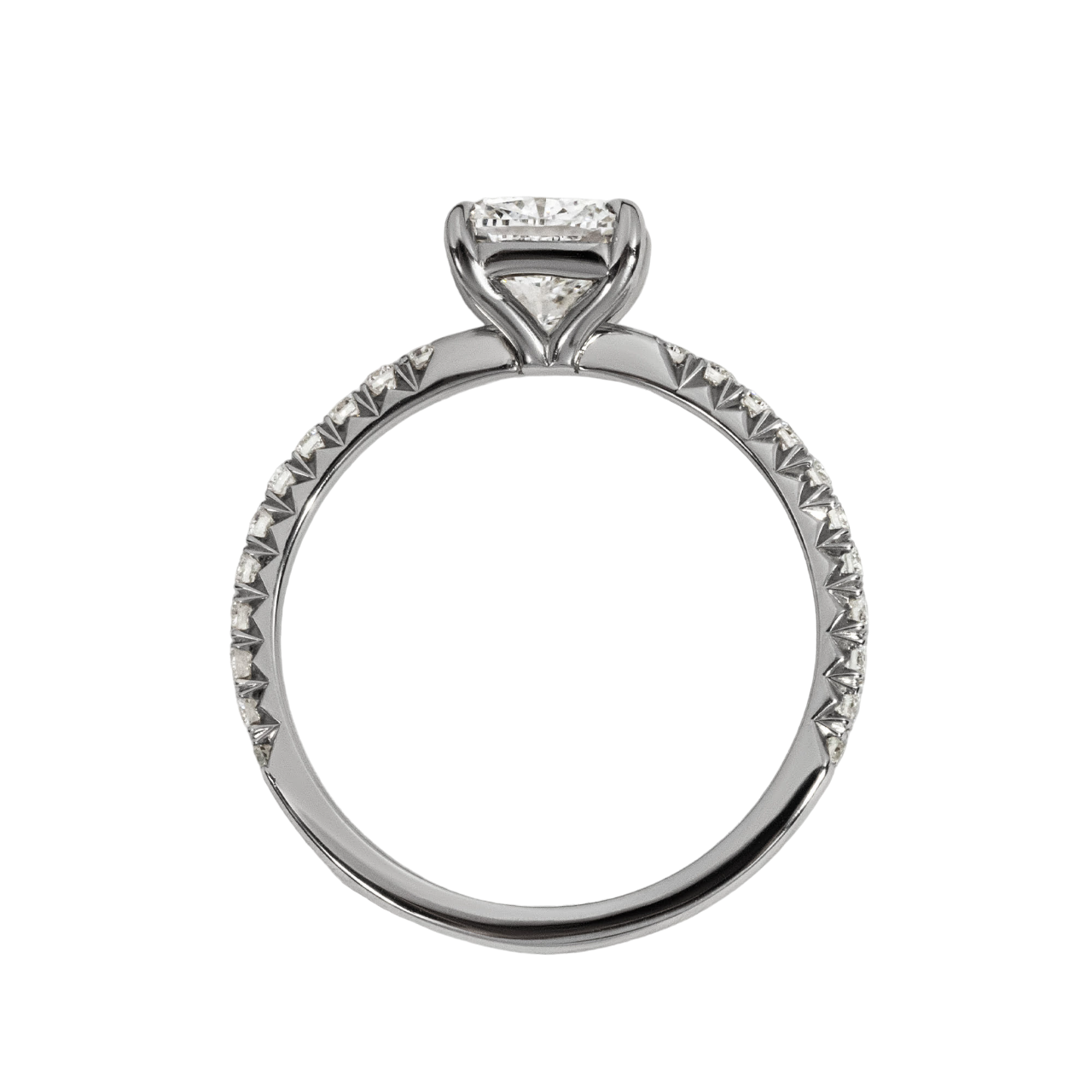 Diamond Band Engagement Ring Cushion Lab Diamond - 1.40ct