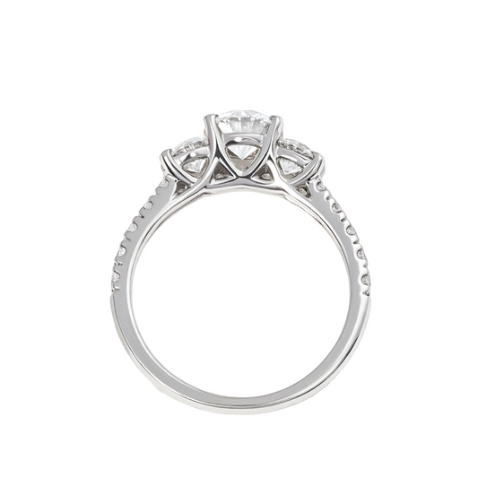 0.74 Carat Round Diamond Trilogy Engagement Ring