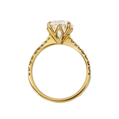 Round Diamond Band Gold Engagement Ring- 2.37ct