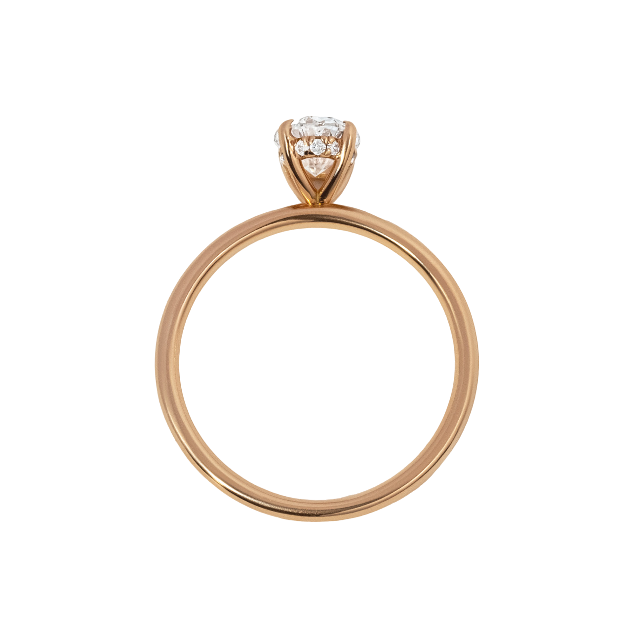 Oval Hidden Halo Rose Gold Lab Grown Engagement Ring- 0.79ct