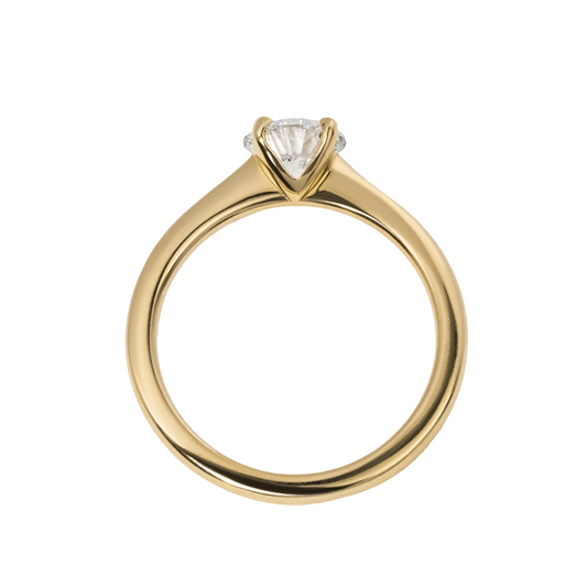 Yellow Gold Solitaire Engagement Ring Round Lab Diamond - 1.00ct