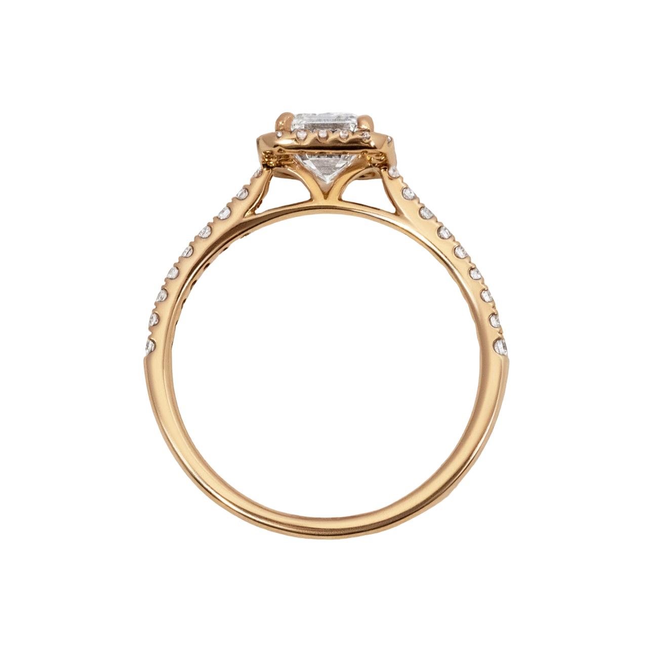 Rose Gold Emerald Halo Engagement Ring- 1.01ct