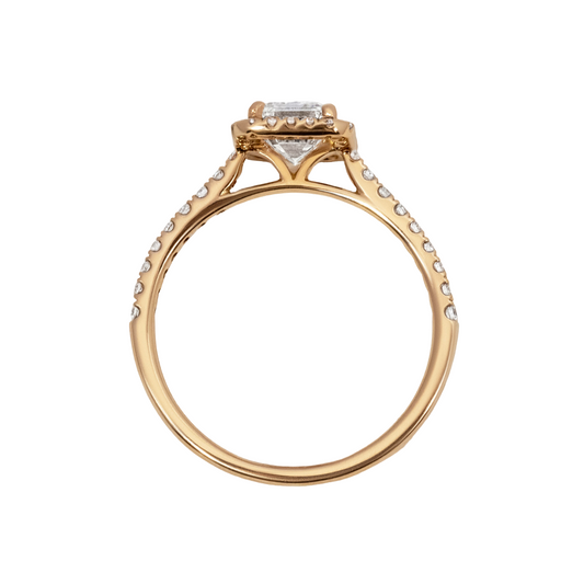 Rose Gold Emerald Halo Engagement Ring- 1.01ct
