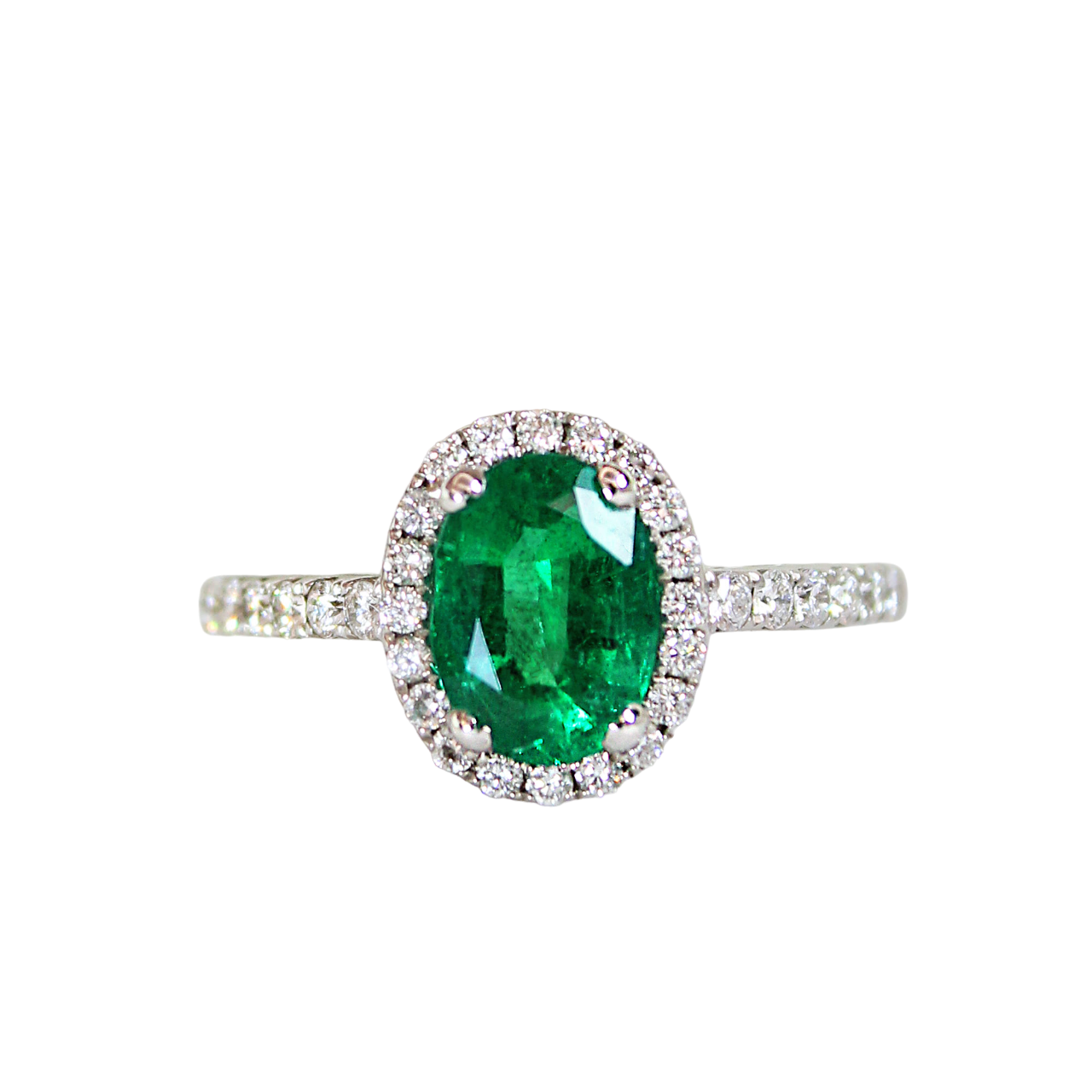 Oval Emerald Halo Engagement Ring 1.00ct