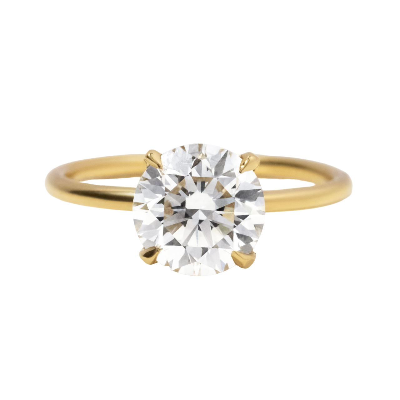 Round Yellow Gold Engagement Ring- 2.00ct