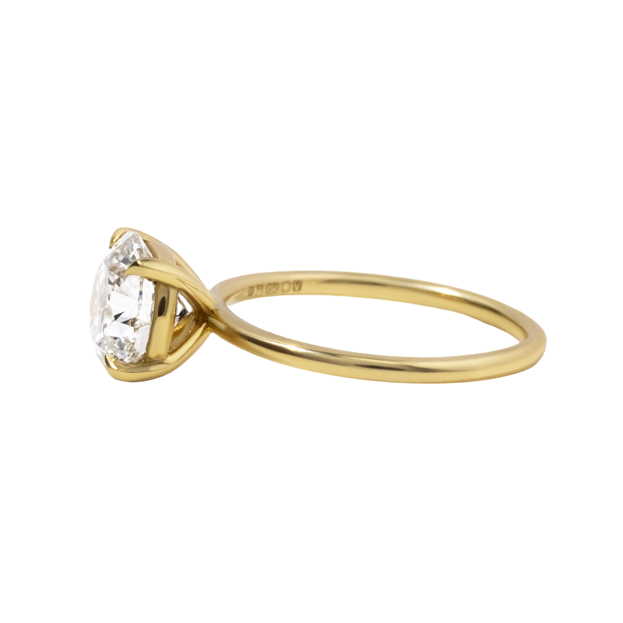 Round Yellow Gold Engagement Ring- 2.00ct