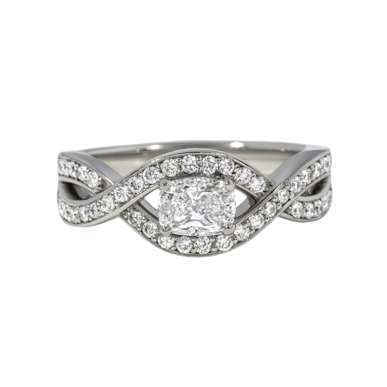Cushion Entwined Halo Diamond Engagement Ring 0.51ct