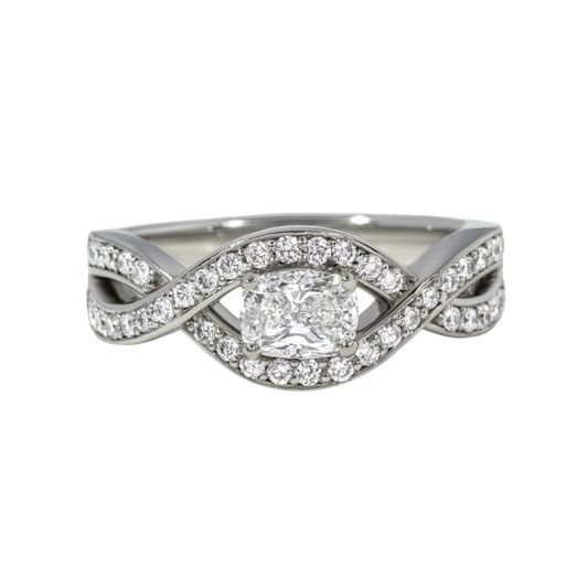 Cushion Entwined Halo Diamond Engagement Ring 0.51ct