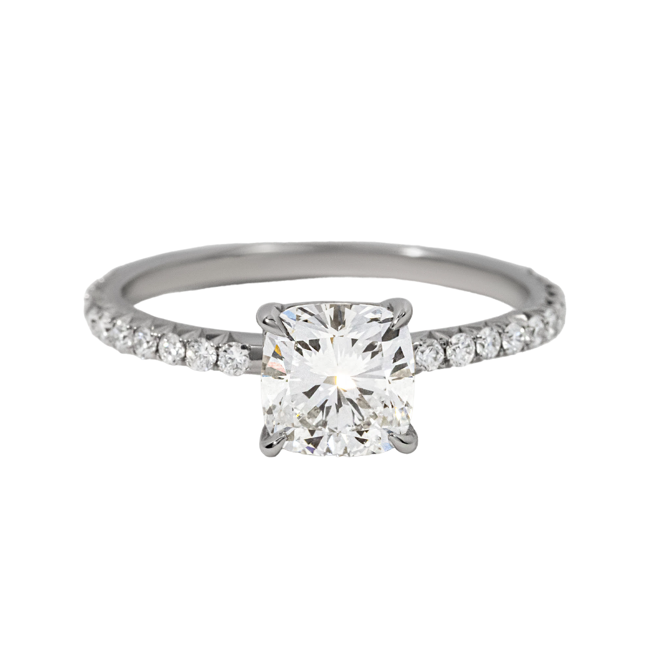 Diamond Band Engagement Ring Cushion Lab Diamond - 1.40ct