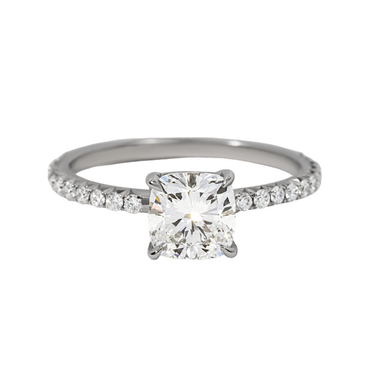 Diamond Band Engagement Ring Cushion Lab Diamond - 1.40ct
