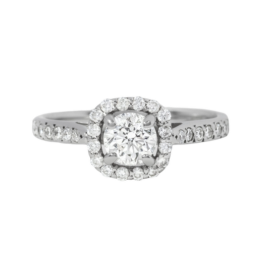 Round Halo White Gold Engagement Ring - 0.30ct
