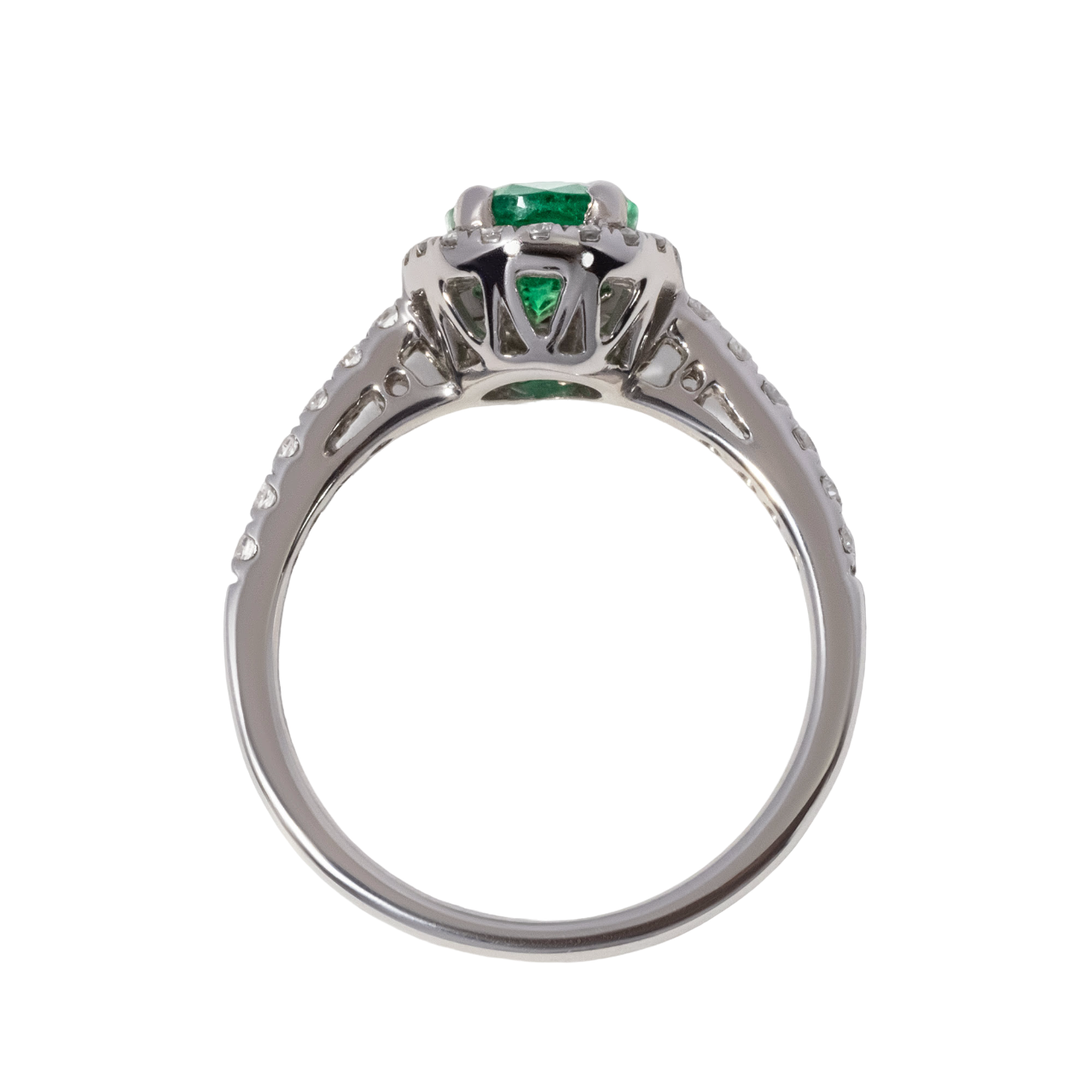 Oval Emerald Halo Engagement Ring 1.00ct