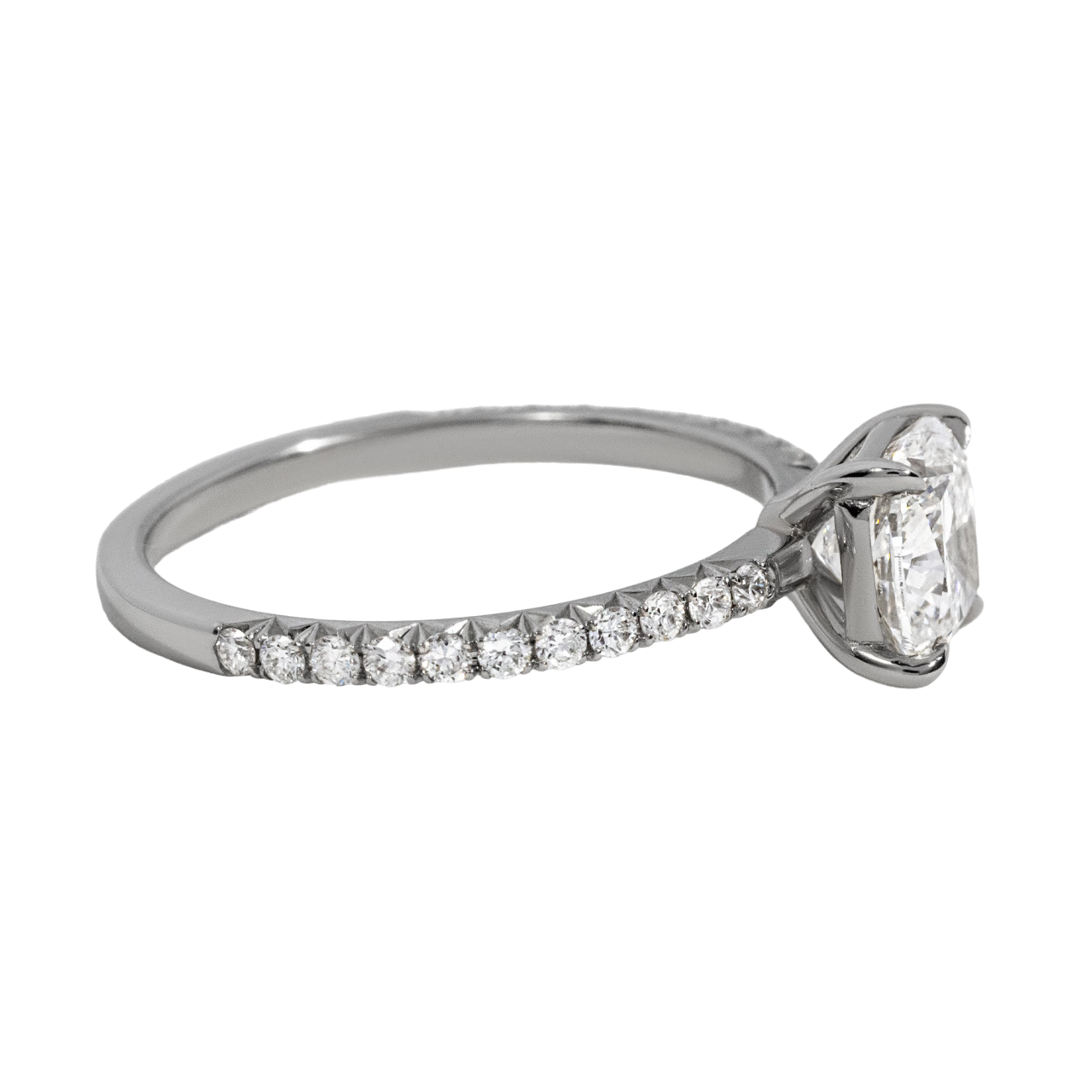 Diamond Band Engagement Ring Cushion Lab Diamond - 1.40ct