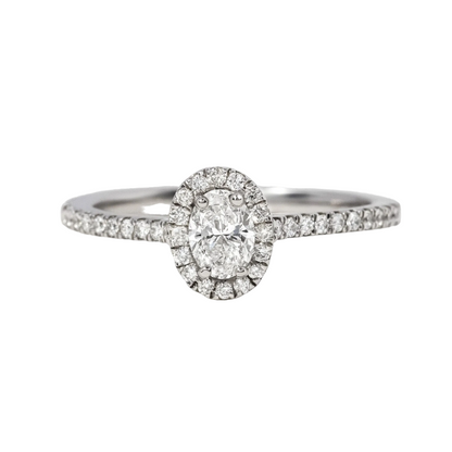 0.20 Carat Oval Diamond Halo Engagement Ring